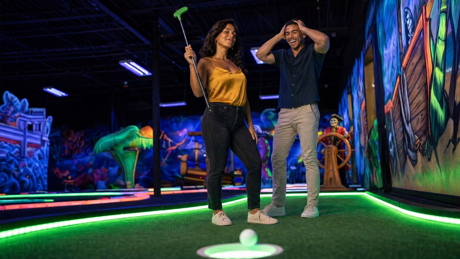 Date night at glow mini golf